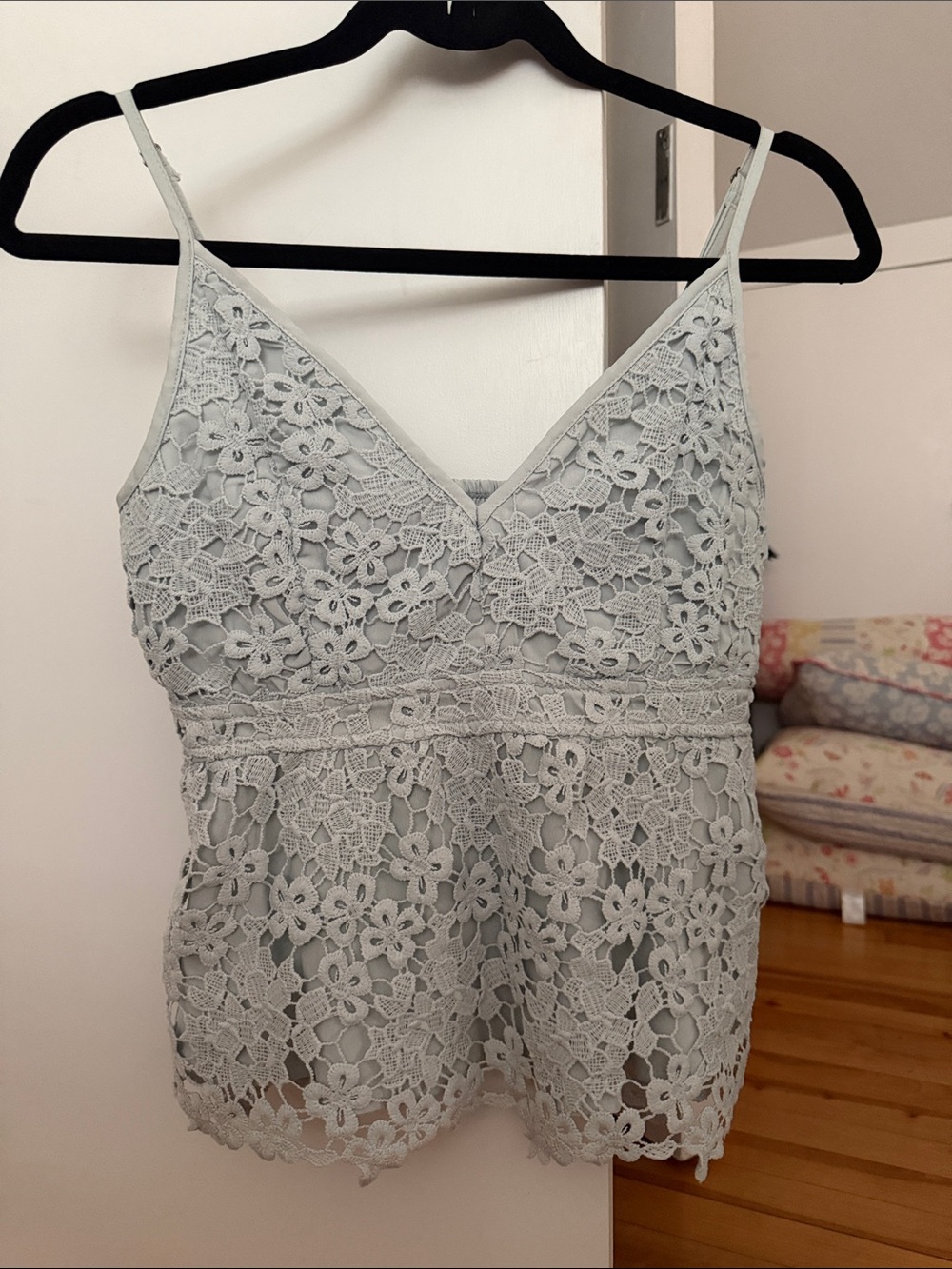 Abercrombie & Fitch Pale Blue Lace Smocked Cami